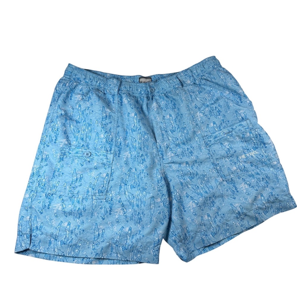 Heybo Outdoors Swim Trunks Men's XL Blue Fish Camo Mesh Lined Shorts